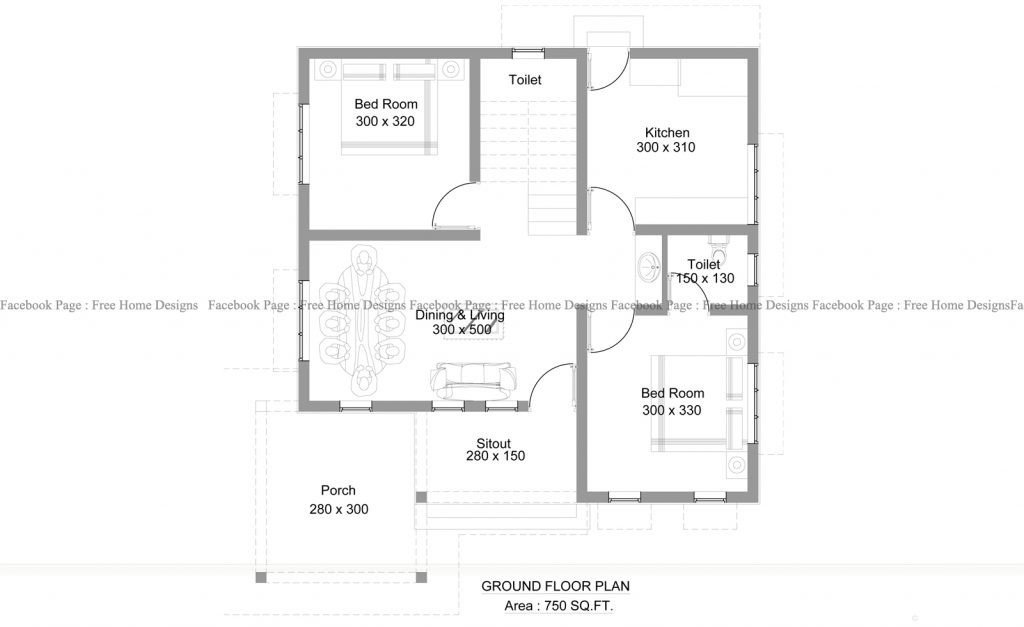 750 Square Feet 2 Bedroom Single Floor Modern Style House And Plan Home Pictures