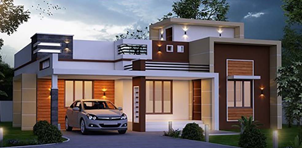 1000 Sq Ft 2BHK Contemporary Style Modern Single Storey House And Free 