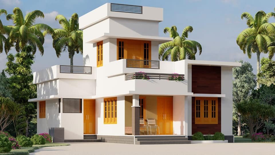 800 Sq Ft 2BHK Modern Flat Roof Single-Storey House and Free Plan