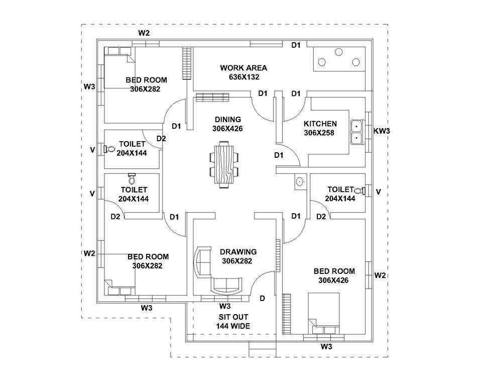 1300 Sq Ft 3BHK Single Storey Low Budget House And Free Plan Home Pictures