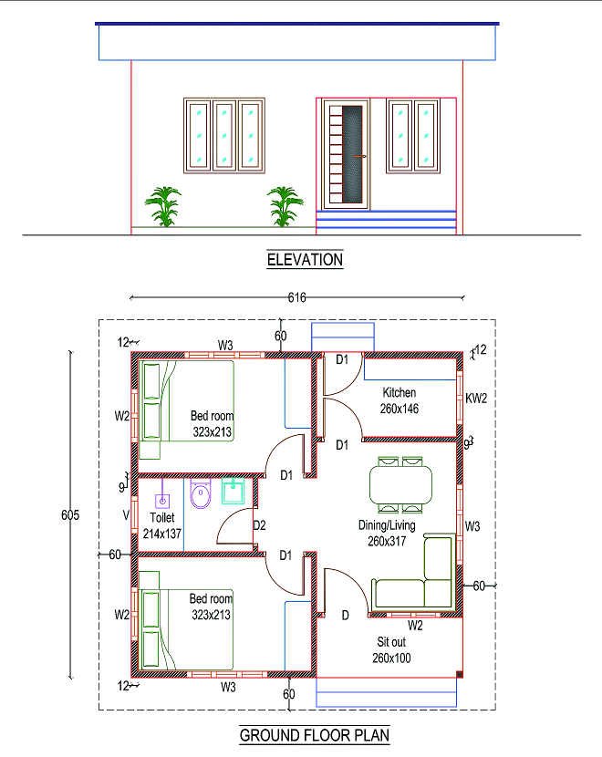 650 Sq Ft 2BHK Simple And Low Budget House And Free Plan Home Pictures