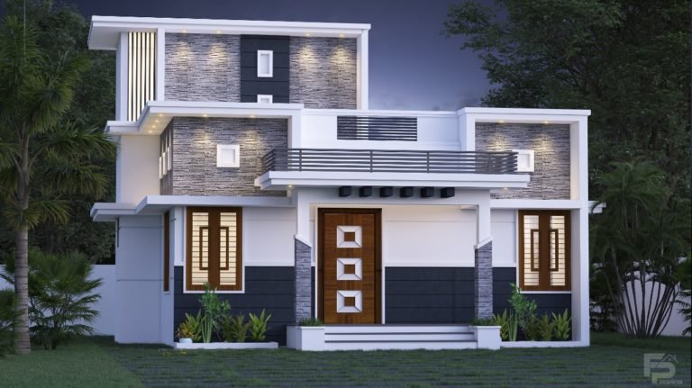 1650 Sq Ft 3BHK Contemporary Style Two Floor House At 4 Cent Plot