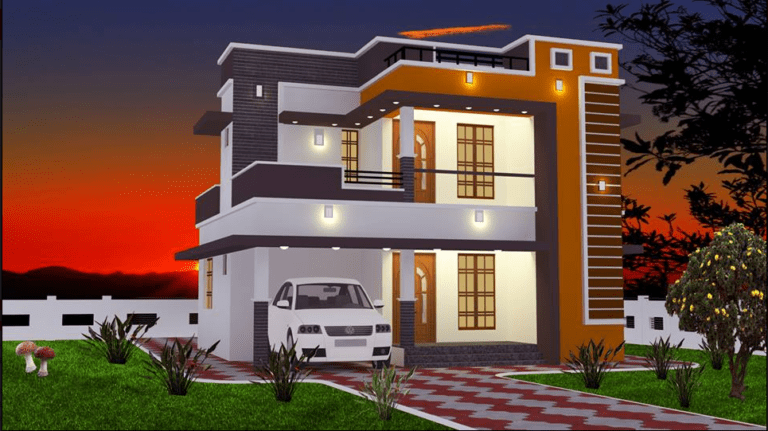 1259 Sq Ft 3BHK Contemporary Style Two Storey House And Free Plan