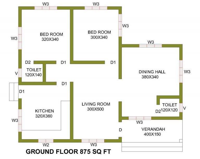 875 Sq Ft 2BHK Contemporary Style Home And Free Plan 13 Lacks Home Pictures