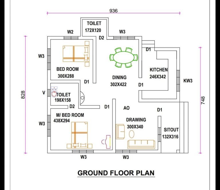 Low Cost House free Plan in Kerala – 840 sq ft - Home Pictures