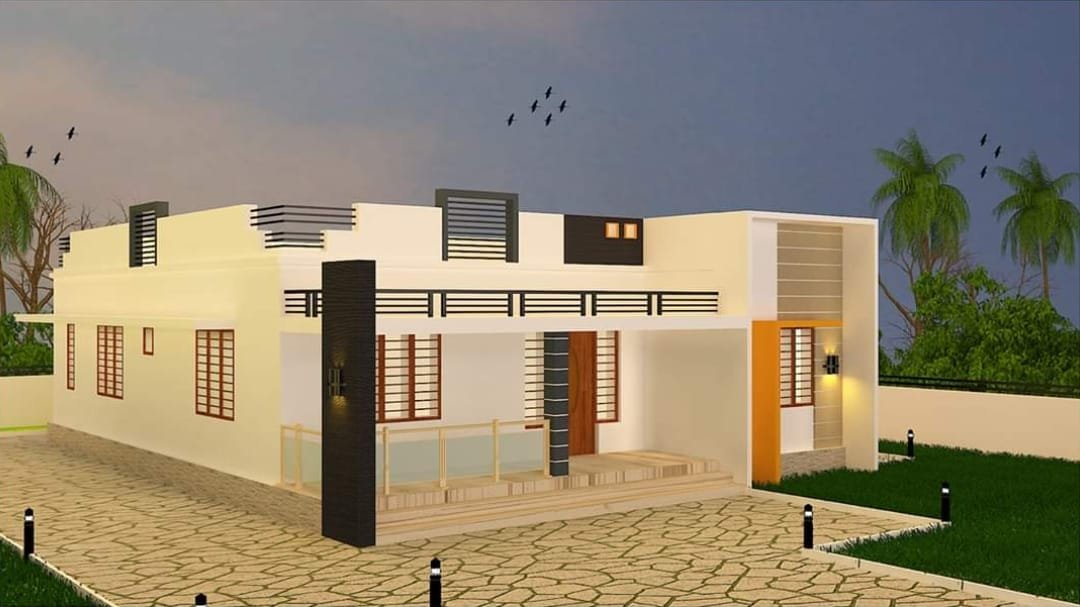 1223 Square Feet 3 BHK Modern Single Floor House and Plan