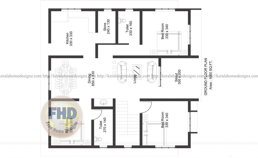 1050 Square Feet 3 Bedroom Single Floor Modern House And Plan Home Pictures