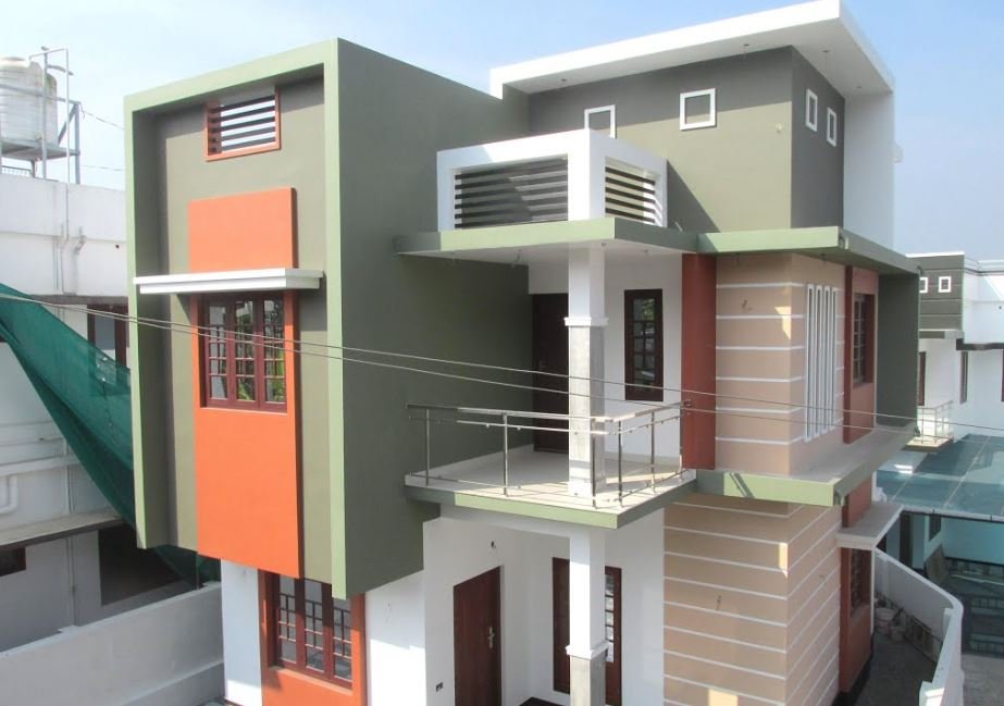 1400 Square Feet 3 BHK Two Floor Modern Flat Roof House at 3 Cent Land
