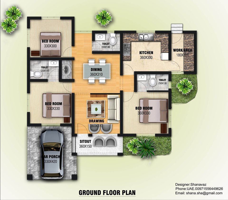 1300 Sq Ft 3BHK Single Storey Modern House And Plan Home Pictures