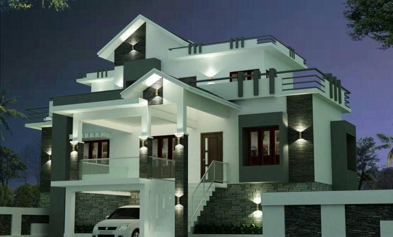 1814 Sq Ft 3BHK Contemporary Style Two-Storey House and Plan