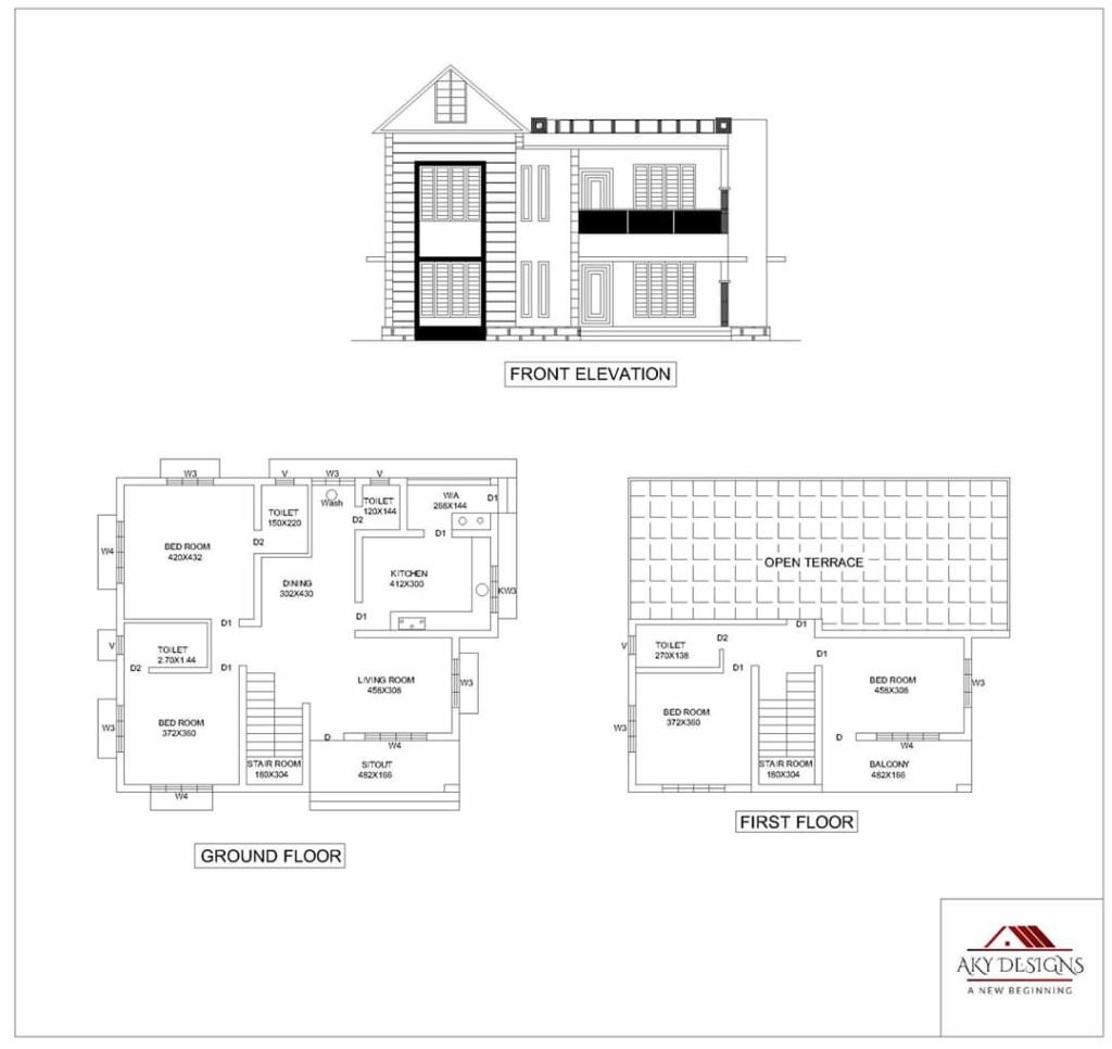 1921 Sq Ft 4BHK Contemporary Style Two-Storey House and Free Plan ...