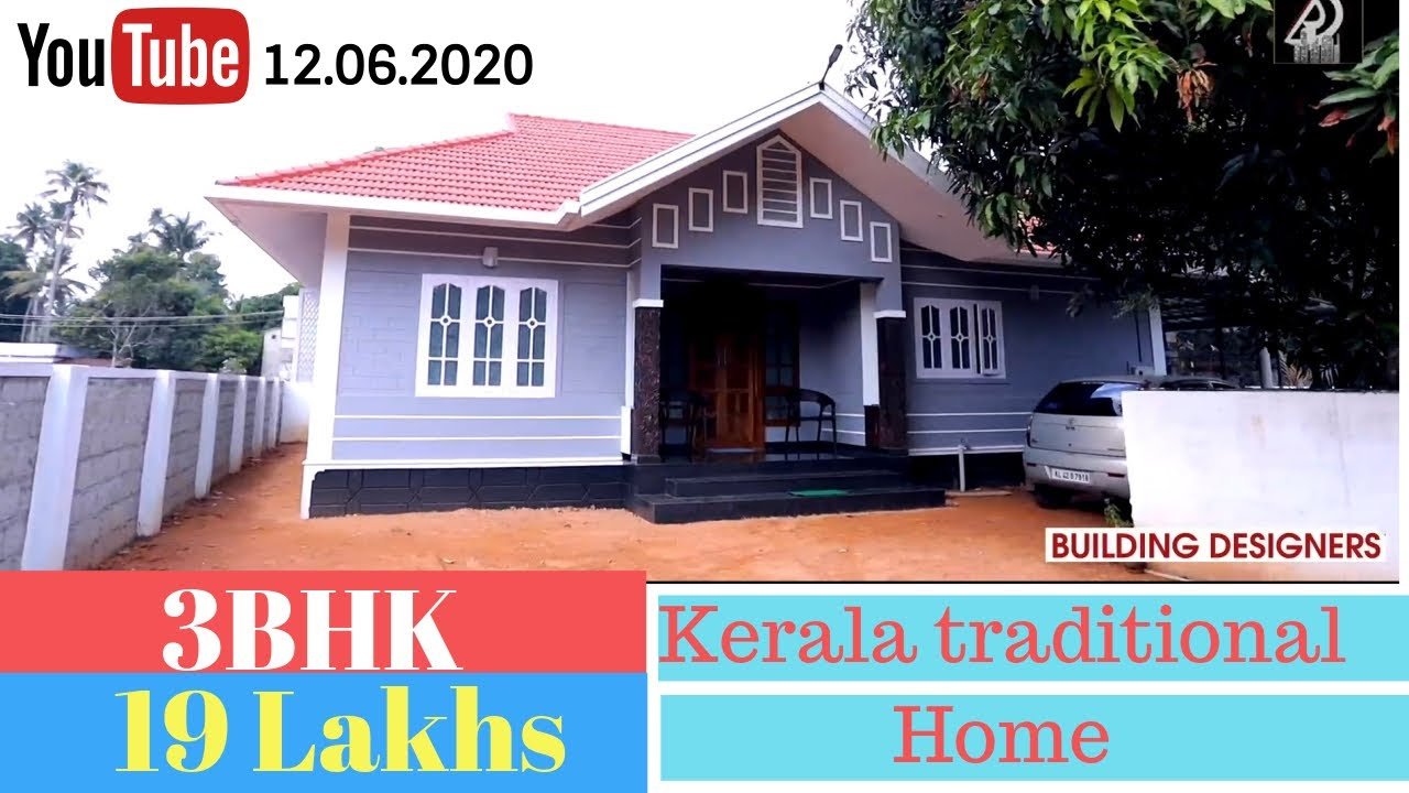 1256 Sq Ft 3BHK Single Floor Kerala Style House, 19 Lacks