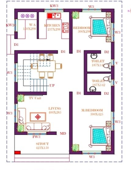 1030 Sq Ft 2BHK Modern Single Floor House and Free Plan - Home Pictures