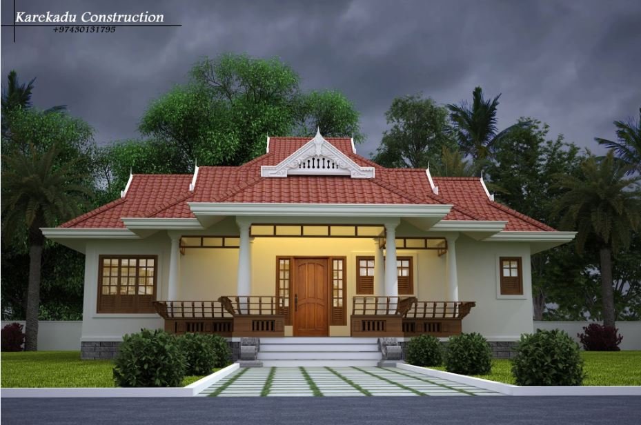 Simple home design on traditional style in 2400 sq ft