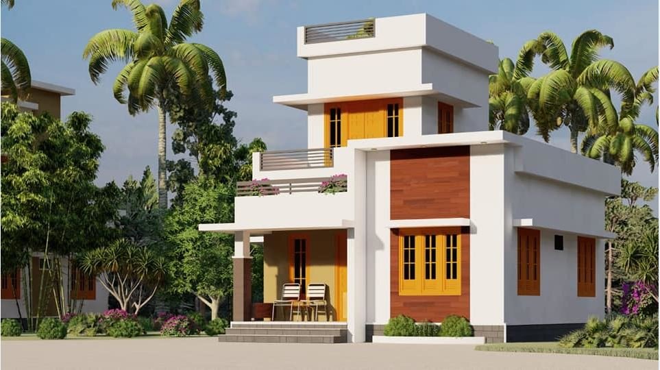 800 Sq Ft 2BHK Modern Flat Roof Single-Storey House and Free Plan (2