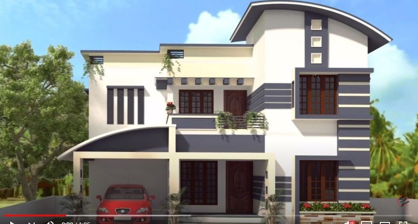 1820 Sq Ft 4BHK Contemporary Style Two-Storey House and Free Plan