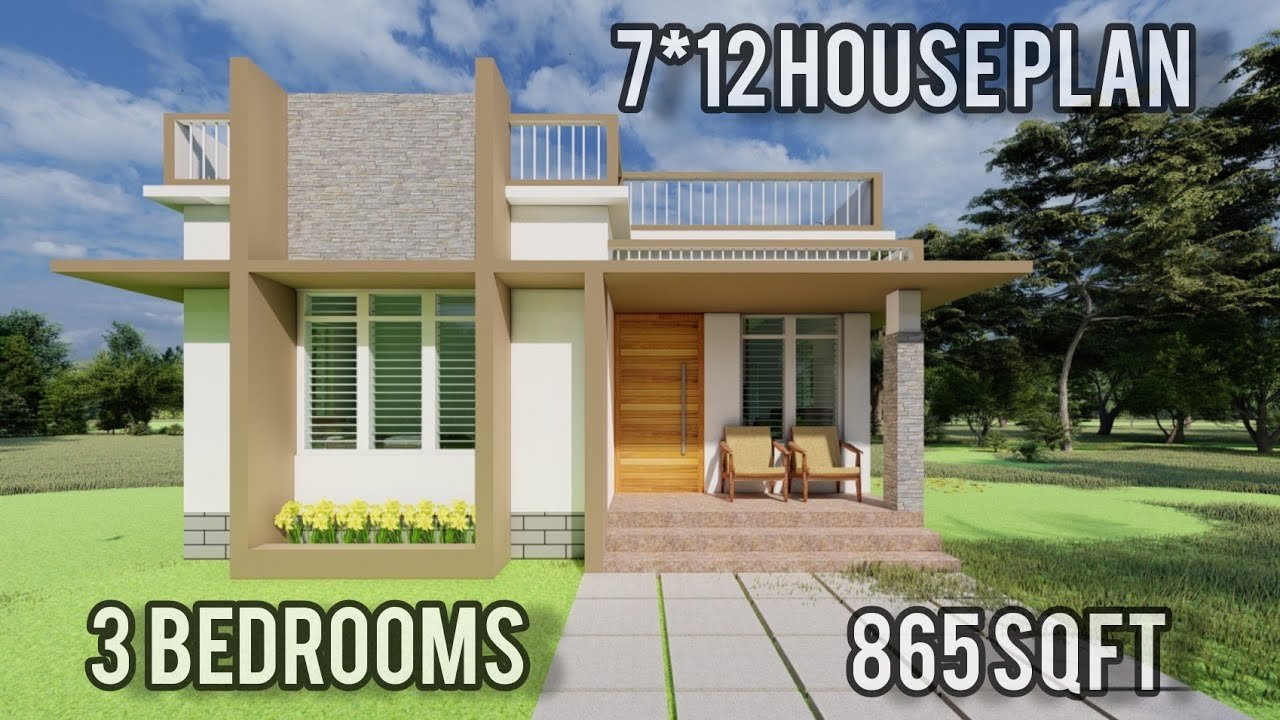 865 Sq Ft 3BHK Modern Single-Storey House and Free Plan