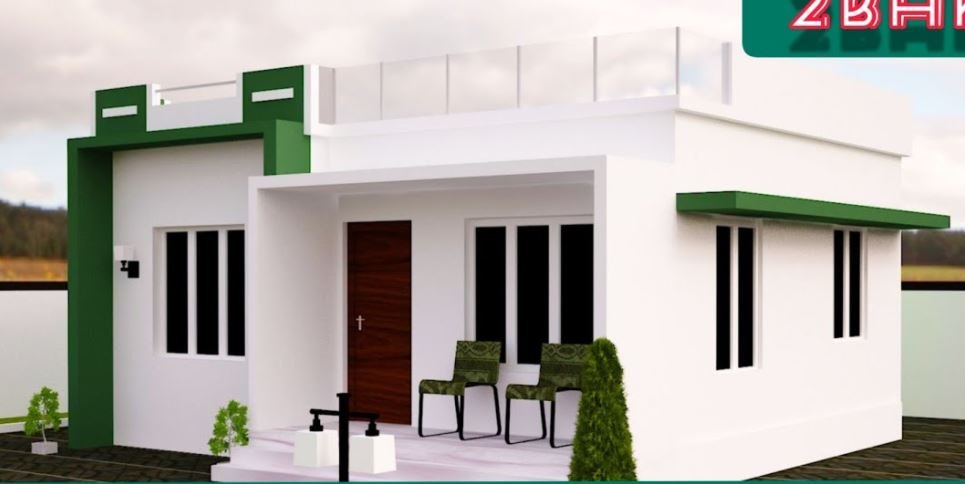 525 Sq Ft 2BHK Modern Fusion Style House and Free Plan, 7.6 Lacks