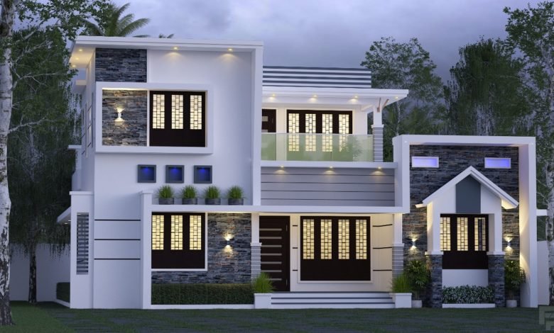 1944 Sq Ft 3BHK Contemporary Style Two-Storey House and Free Plan