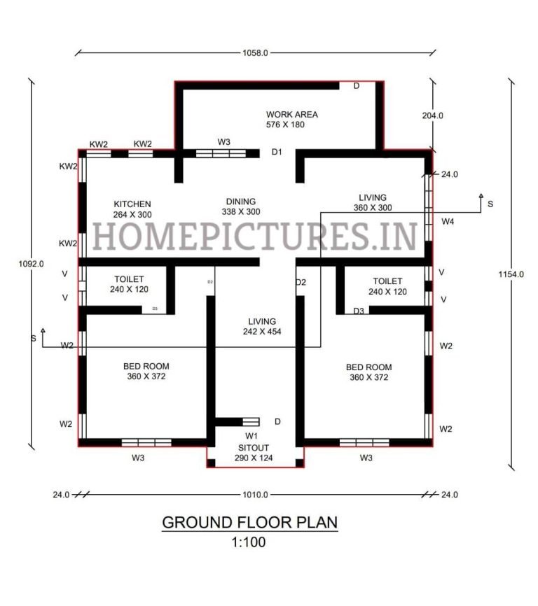 1115 Sq Ft 2 BHK Home at 10 Cent Plot, Free Plan, 18 Lacks - Home Pictures