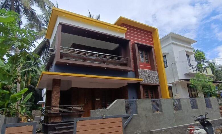 compact 1415 sq ft contemporary two floor house elevation