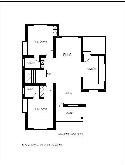 1216 sq ft budget friendly Kerala home floor plan