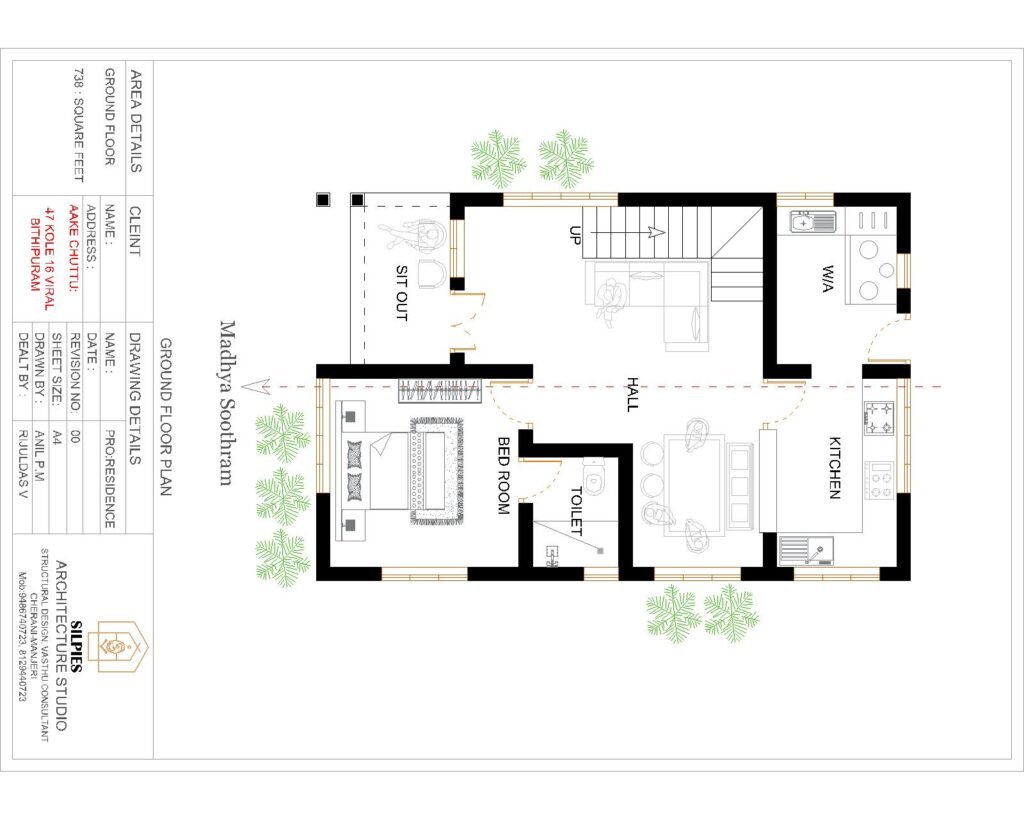 flat box type contemporary home ground floor plan