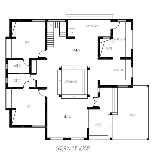 Kerala house  ground floor plan